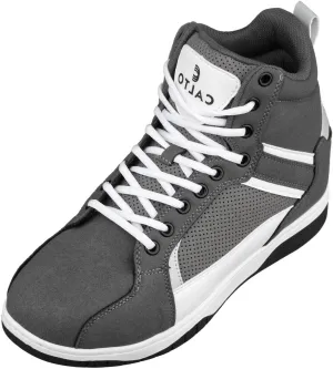CALTO Men's Invisible Height Increasing Elevator Trainer Shoes - Grey/White Lace-up Fashion High-Top Sneakers - 3.2 Inches Taller - S3721 - Size 9 D(M) US