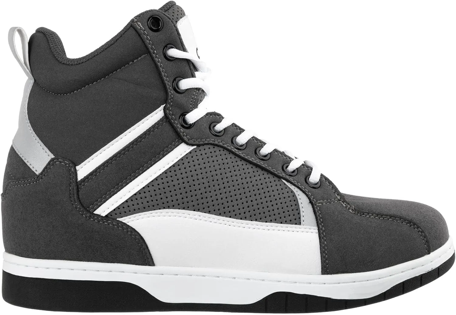 CALTO Men's Invisible Height Increasing Elevator Trainer Shoes - Grey/White Lace-up Fashion High-Top Sneakers - 3.2 Inches Taller - S3721 - Size 9 D(M) US