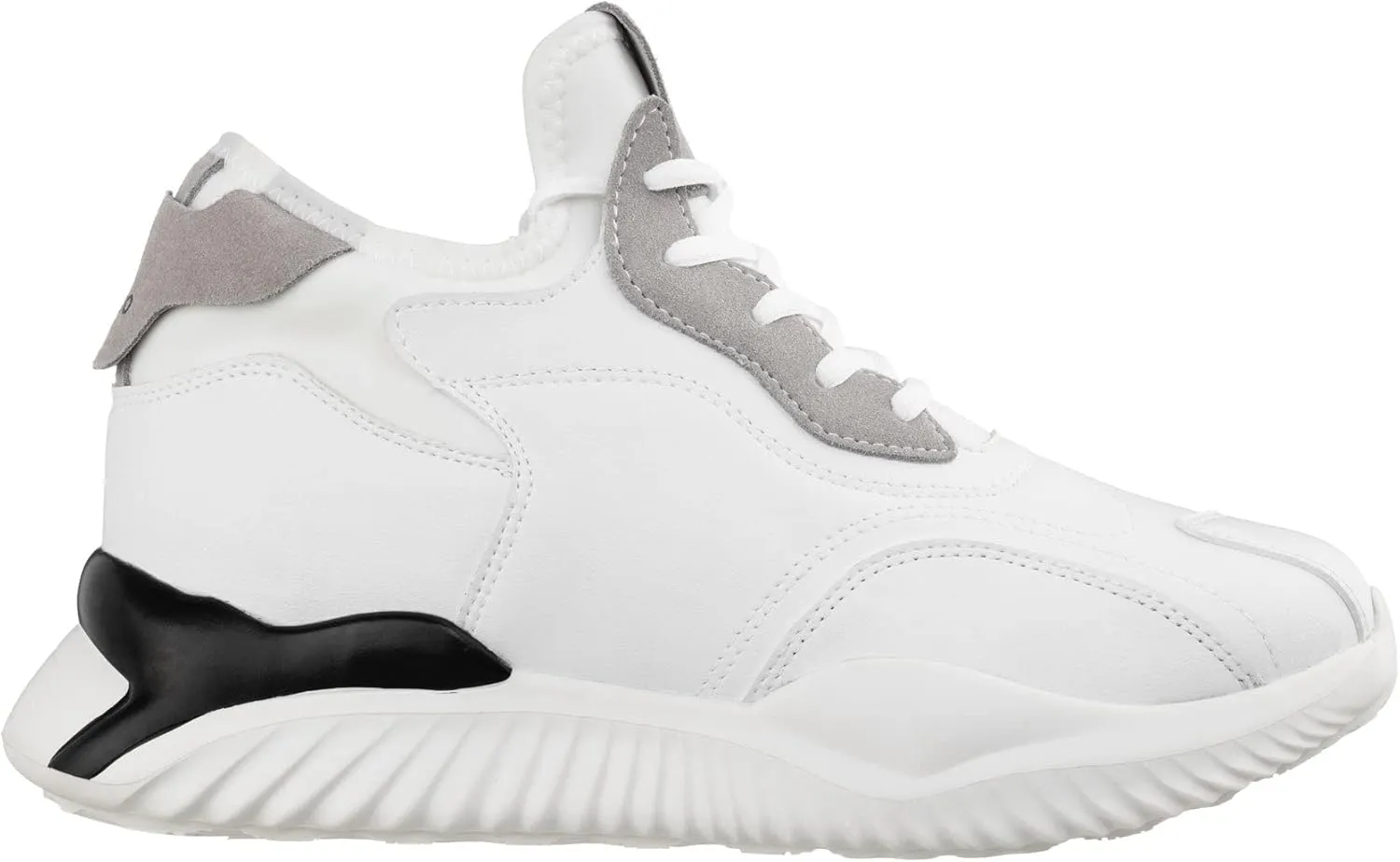 CALTO Men's Invisible Height Increasing Elevator Trainer Shoes - White Lace-up Lightweight Fashion High-Top Sneakers - 3.2 Inches Taller - S4204 - Size 10 D(M) US