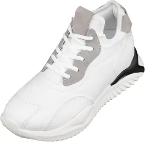 CALTO Men's Invisible Height Increasing Elevator Trainer Shoes - White Lace-up Lightweight Fashion High-Top Sneakers - 3.2 Inches Taller - S4204 - Size 10 D(M) US