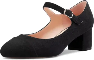 Castamere Women Chunky Block Mid Heel Pointed Toe Pumps Mary Jane Buckle Wedding Sexy Dress Shoes