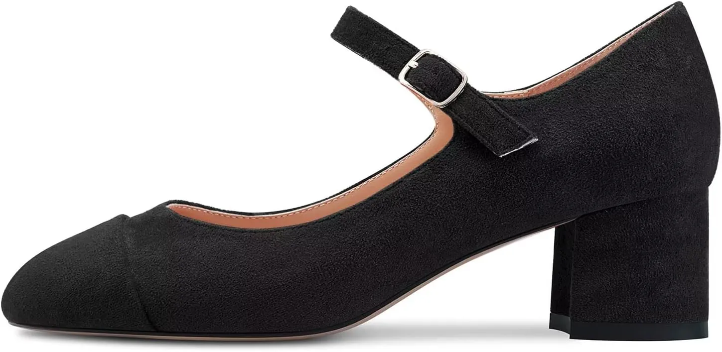 Castamere Women Chunky Block Mid Heel Pointed Toe Pumps Mary Jane Buckle Wedding Sexy Dress Shoes