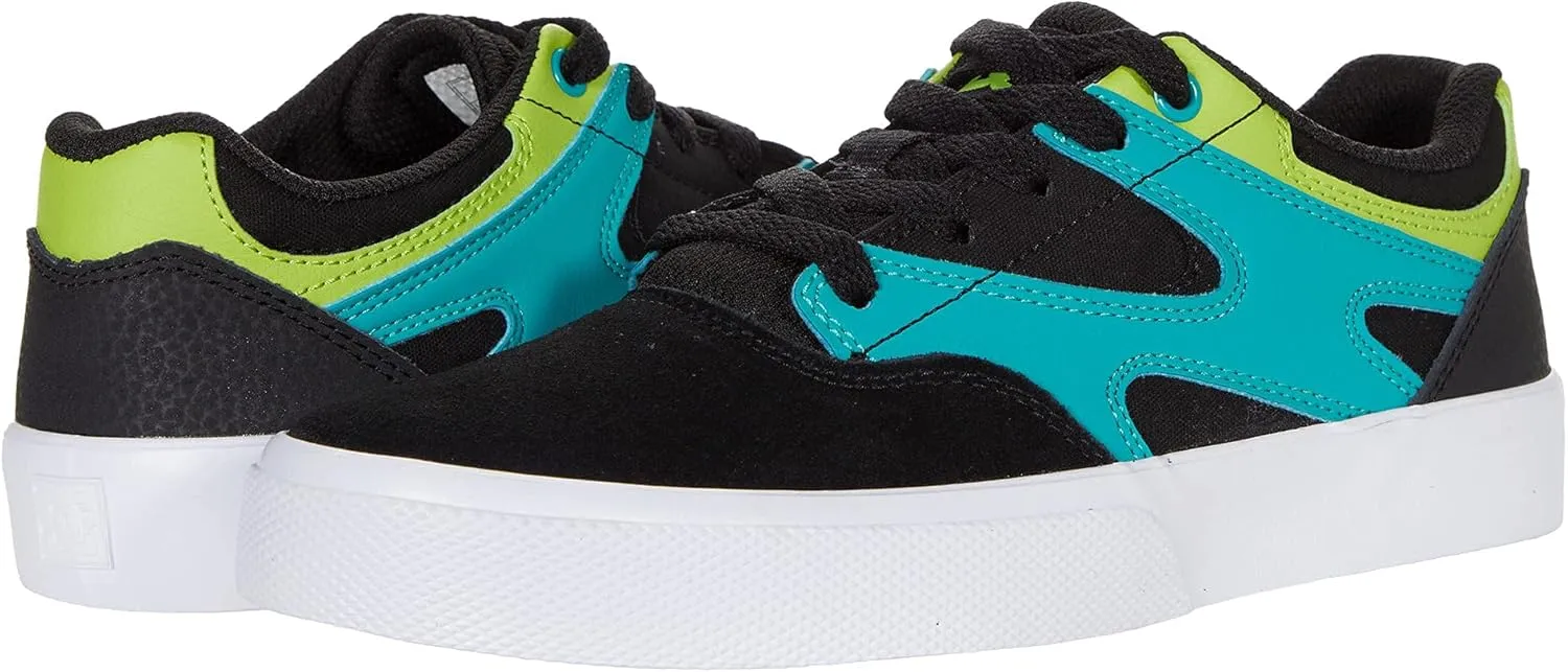 DC Boy's Kalis Vulc Youth Skate Shoe, Black/Green/Orange, 13 Big Kid