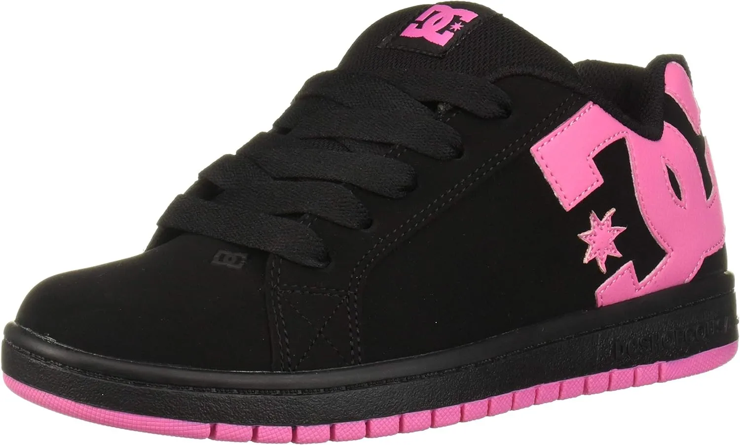 DC -girls Court Graffik Skate Shoe, Black/Pink, 3.5 Big Kid US