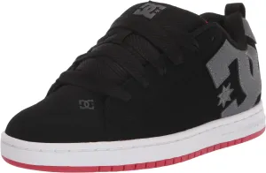 DC Men's Court Graffik Casual Low Top Skate Shoe Sneaker, Black/Grey/RED, 11.5