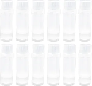 Framendino, 12 Pack 2Oz Empty Deodorant Containers Twist Up Plastic Holder Tube for DIY Clear