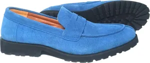 Handcrafted Luxury Blue Suede Leather Vibram Sole Loafers
