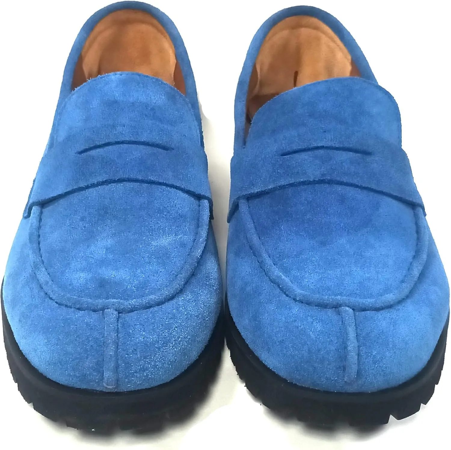 Handcrafted Luxury Blue Suede Leather Vibram Sole Loafers