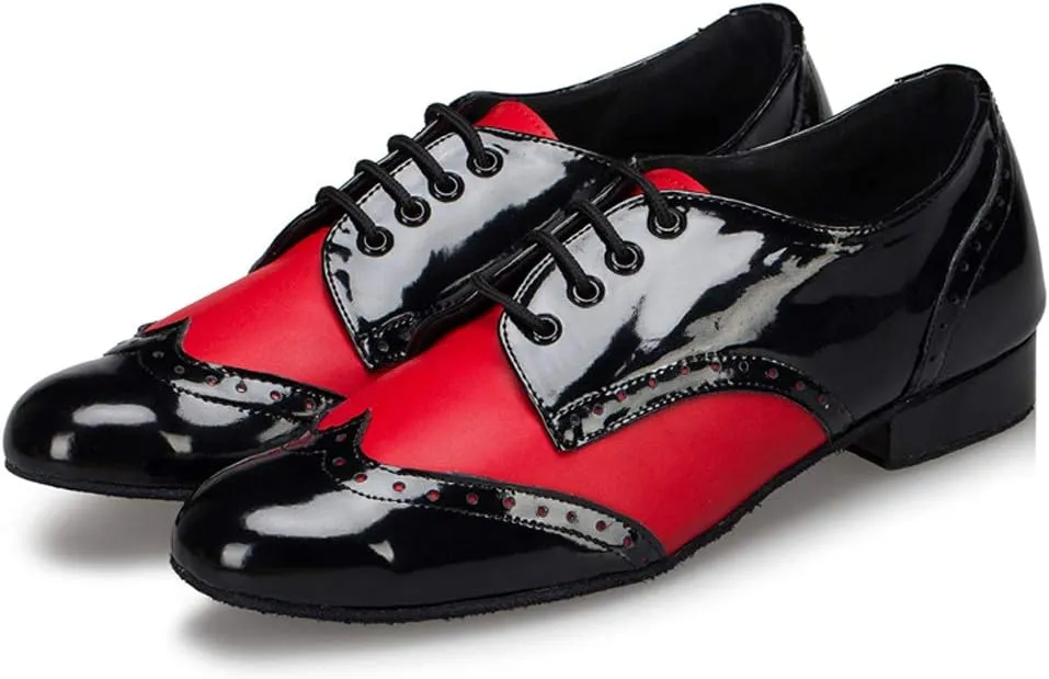 Honeystore Men's Lace-up Dance Shoes Splice PU Leather Modern Tango Jazz Ballroom Latin