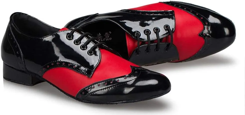 Honeystore Men's Lace-up Dance Shoes Splice PU Leather Modern Tango Jazz Ballroom Latin