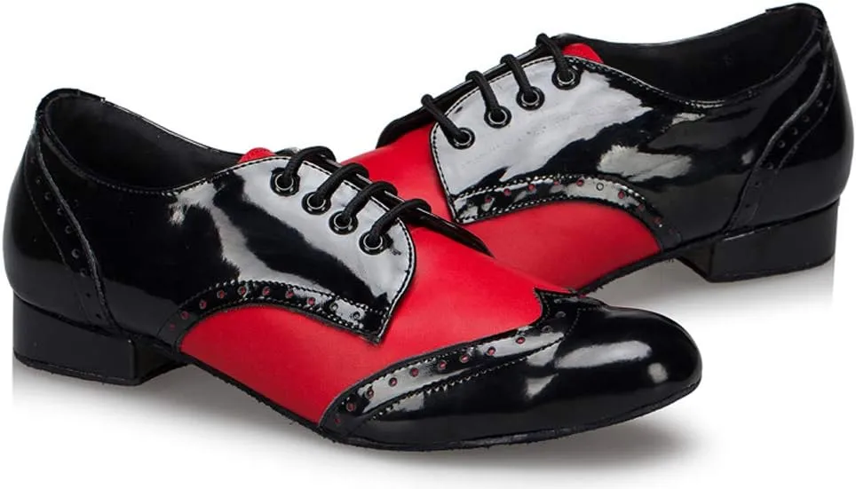 Honeystore Men's Lace-up Dance Shoes Splice PU Leather Modern Tango Jazz Ballroom Latin
