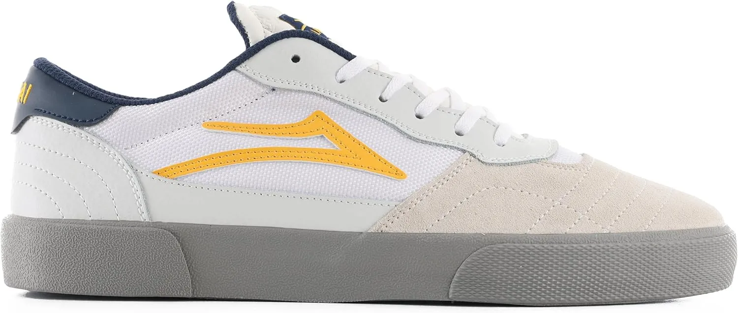 Lakai Men’s Cambridge Low-Top Skateboarding Shoe - White/Yellow Suede, 10.5 US