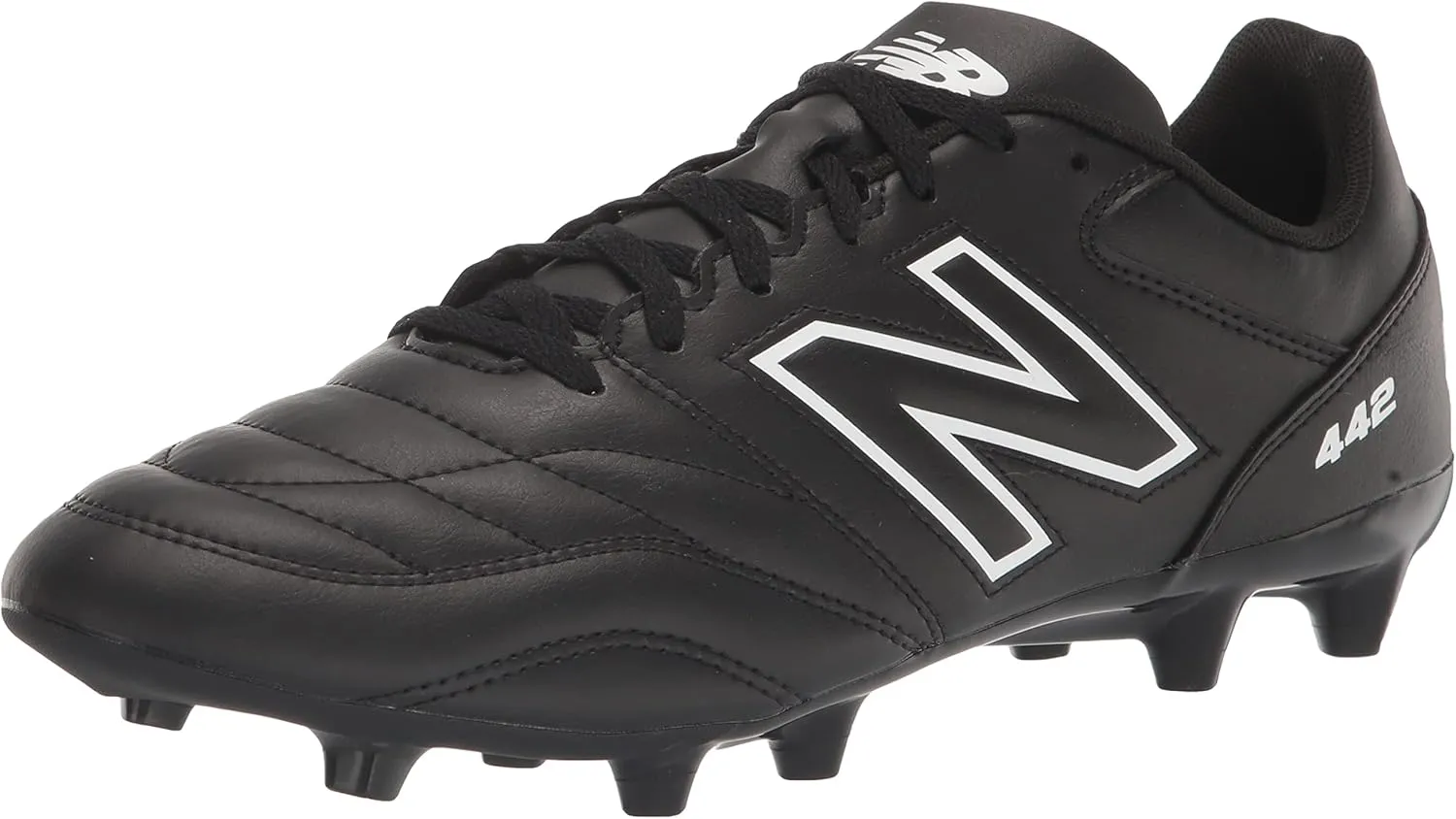 New Balance Men's 442 Academy Fg V2 Soccer Shoe, Black/White/Red, 13.5