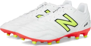 New Balance Men's 442 Team FG V2 Soccer Shoe, White/Energy Red/Hi-Lite, 11.5 Wide