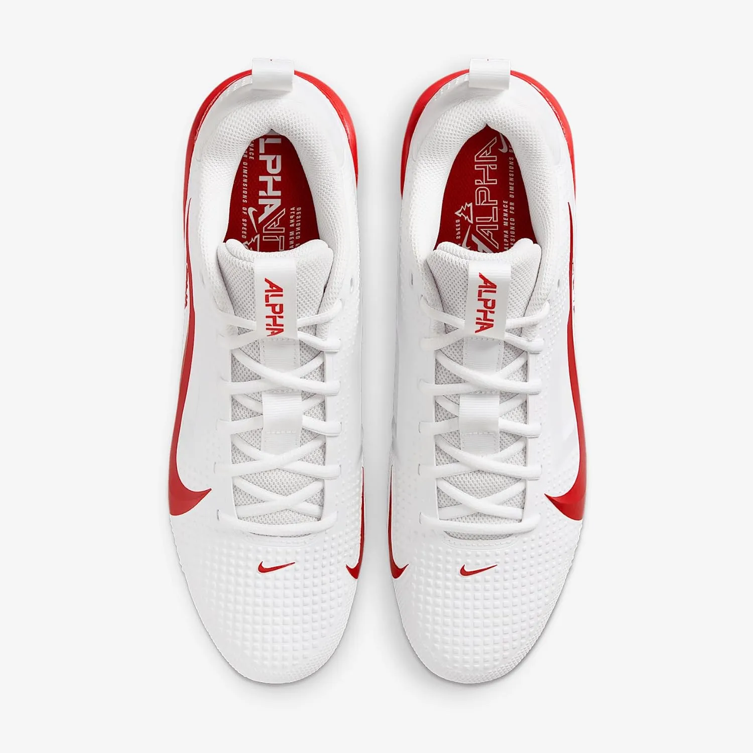 Nike Alpha Menace 4 Varsity Football Cleats (FN0027-102, White/University Red/Photon Dust/University Red)
