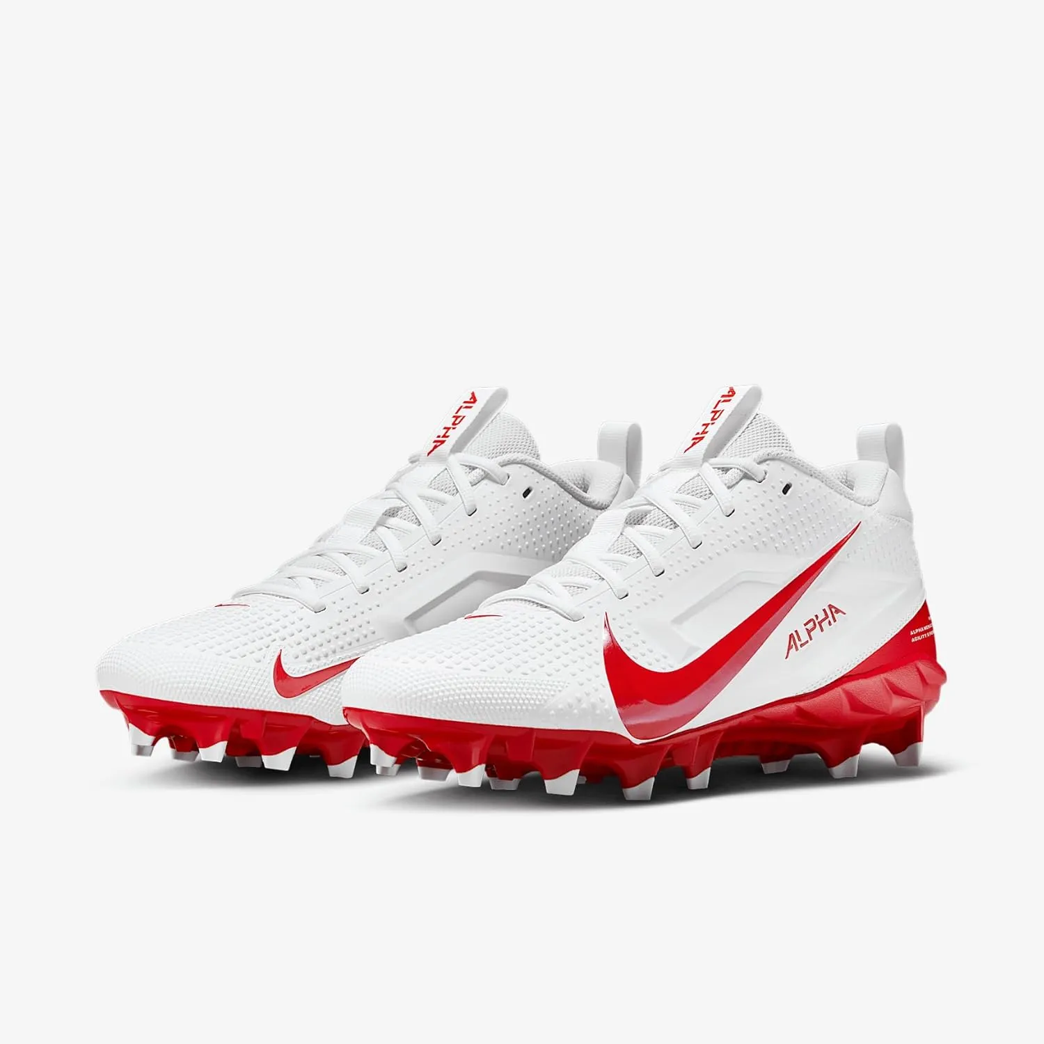Nike Alpha Menace 4 Varsity Football Cleats (FN0027-102, White/University Red/Photon Dust/University Red)