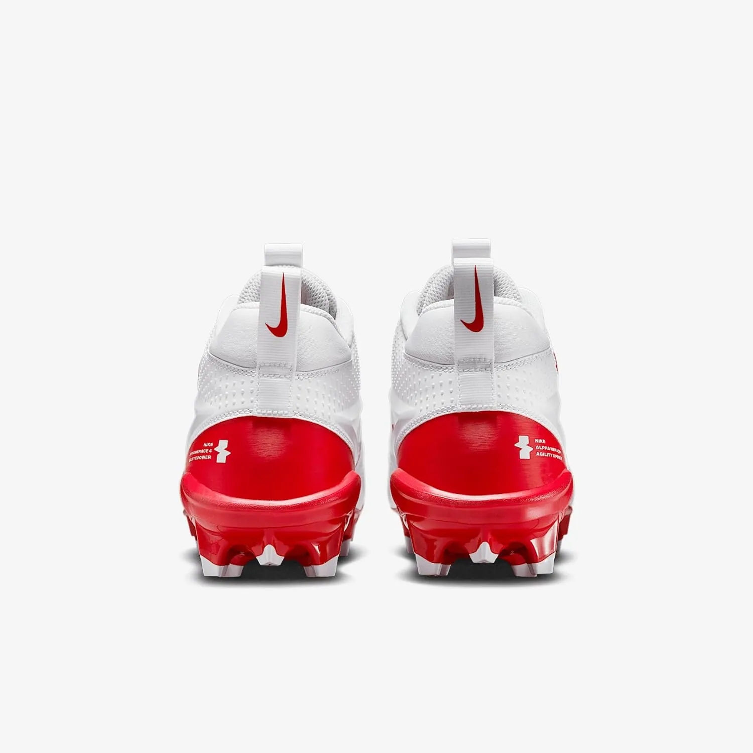 Nike Alpha Menace 4 Varsity Football Cleats (FN0027-102, White/University Red/Photon Dust/University Red)