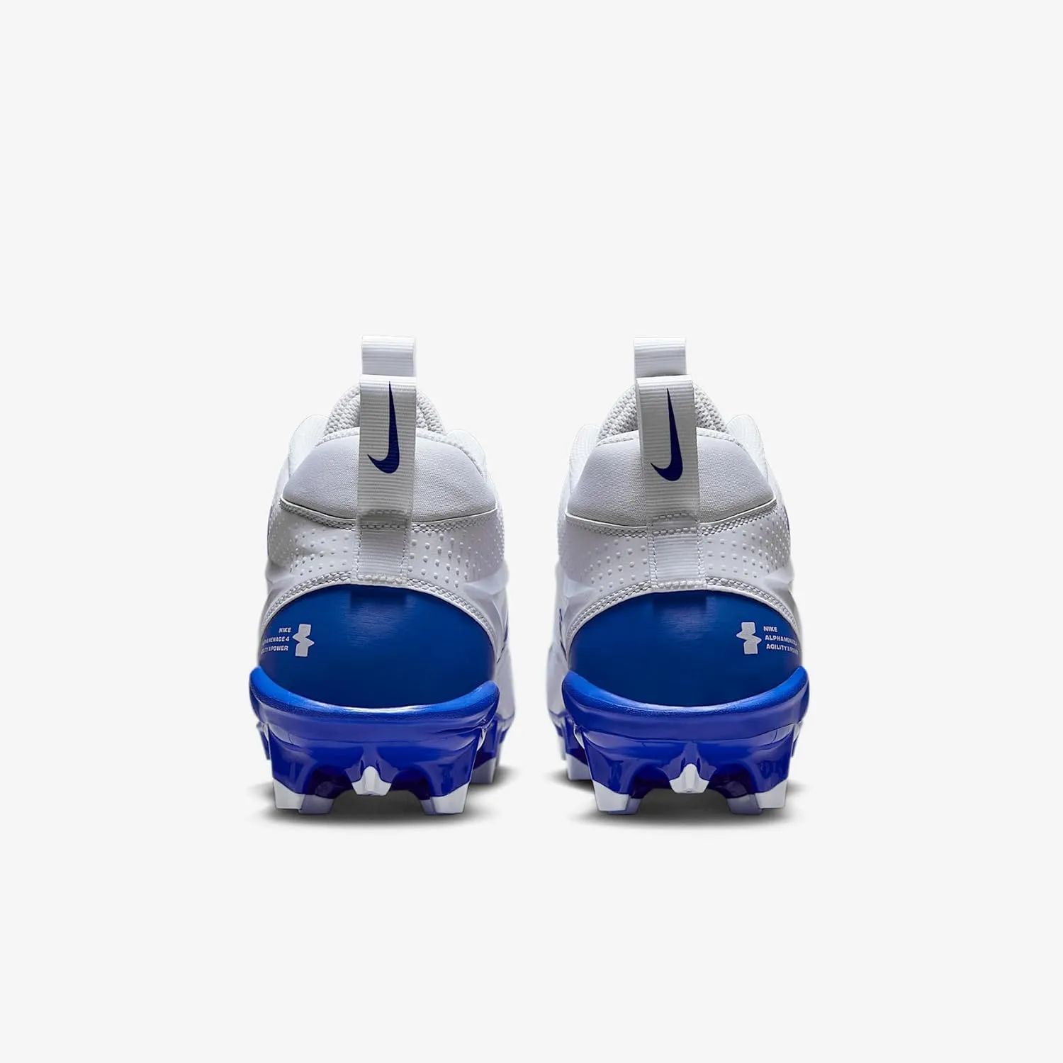 Nike Alpha Menace 4 Varsity Football Cleats (FN0027-103, White/Hyper Royal/Photon Dust/Hyper Royal)