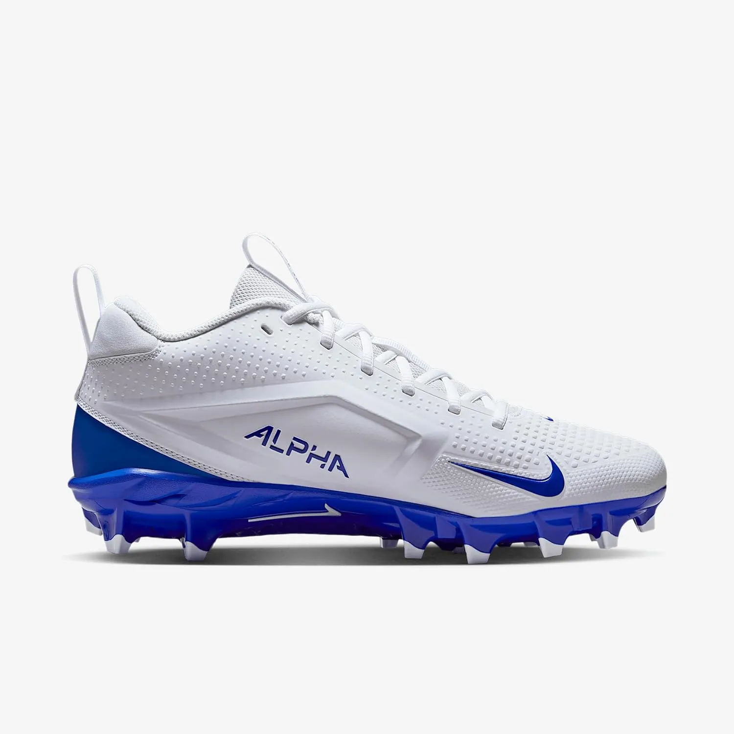 Nike Alpha Menace 4 Varsity Football Cleats (FN0027-103, White/Hyper Royal/Photon Dust/Hyper Royal)