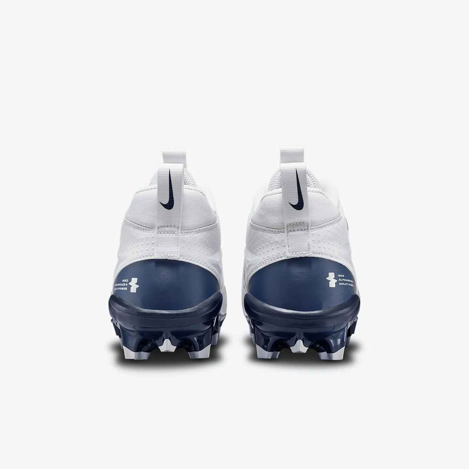 Nike Alpha Menace 4 Varsity Football Cleats (FN0027-104, White/Midnight Navy/Photon Dust/Midnight Navy)