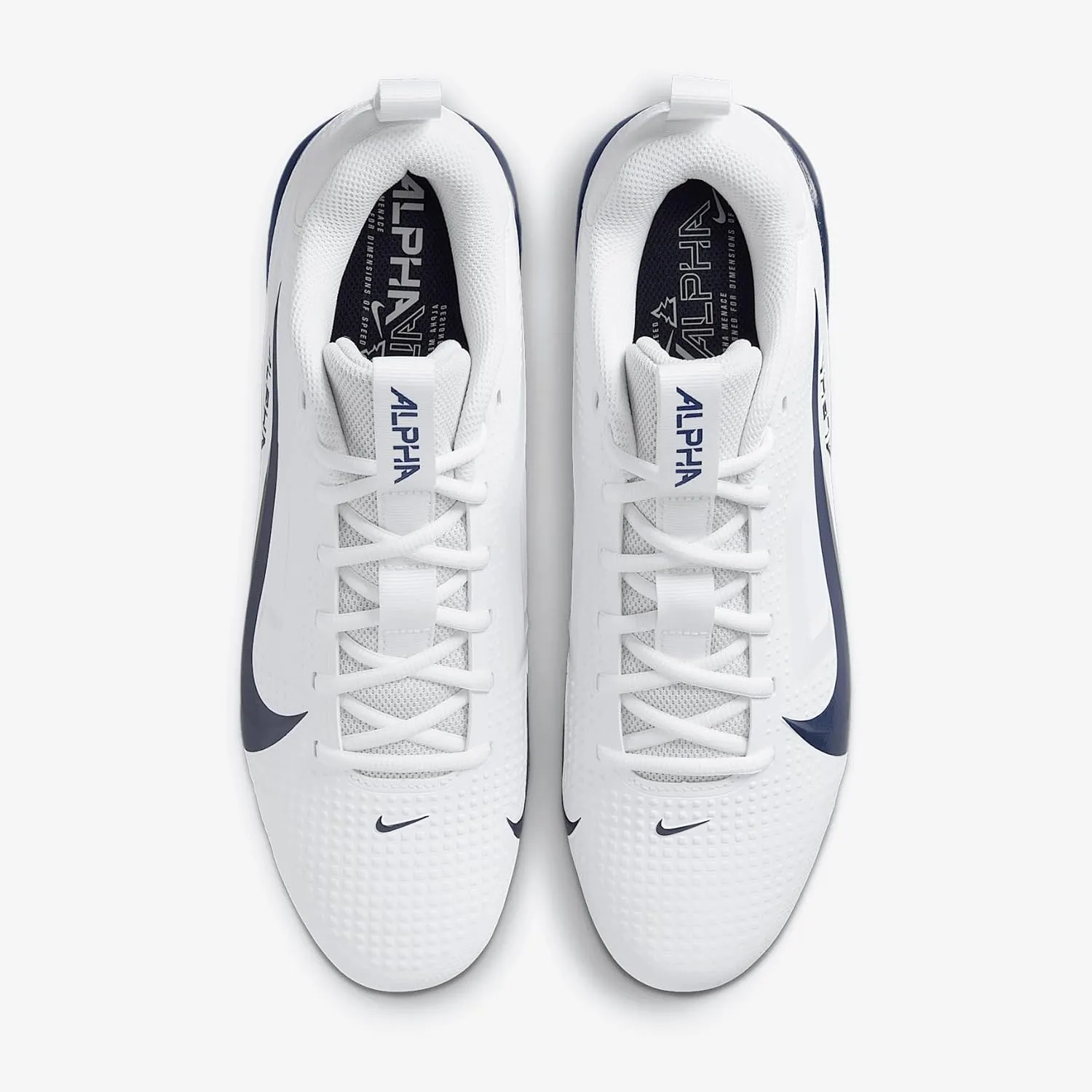 Nike Alpha Menace 4 Varsity Football Cleats (FN0027-104, White/Midnight Navy/Photon Dust/Midnight Navy)