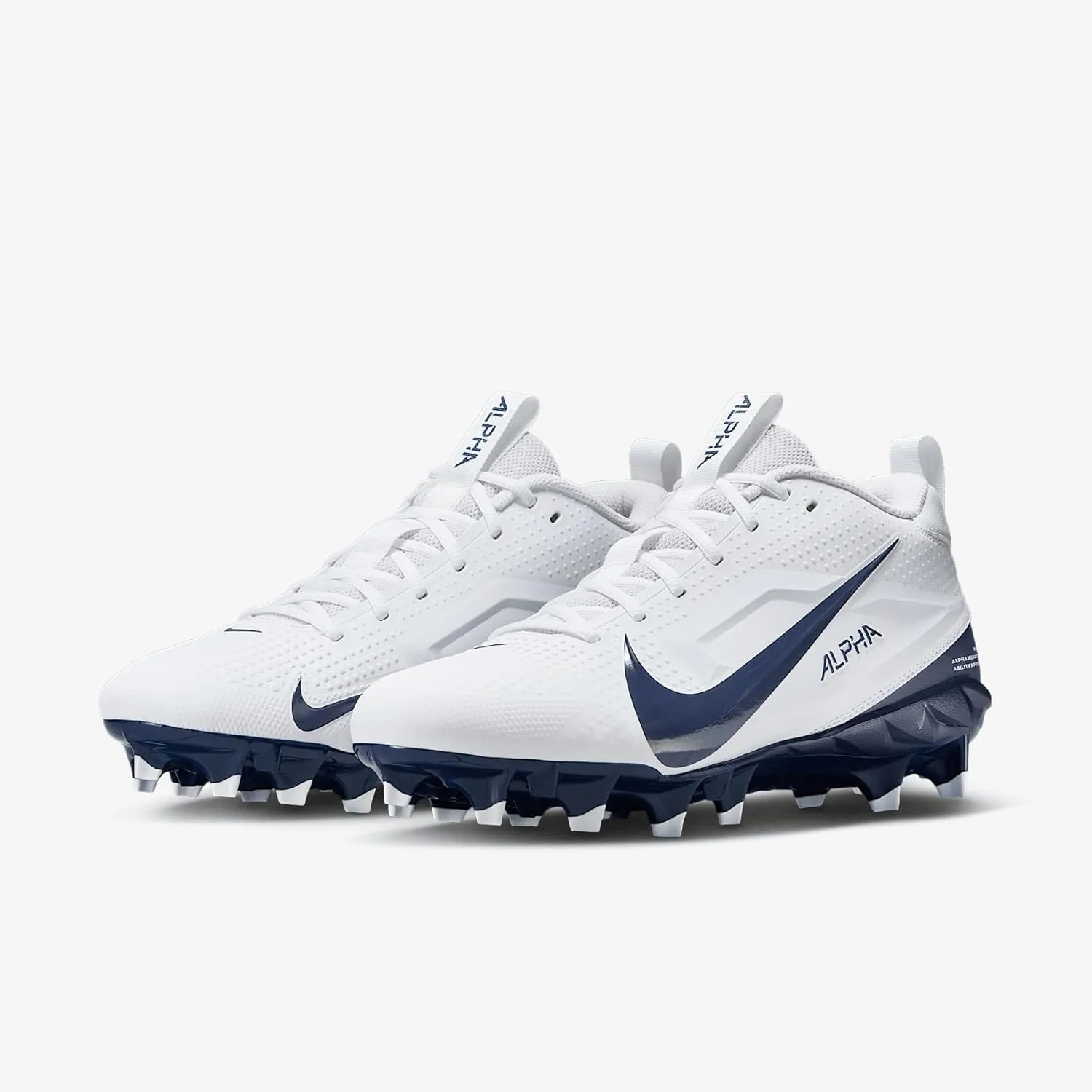Nike Alpha Menace 4 Varsity Football Cleats (FN0027-104, White/Midnight Navy/Photon Dust/Midnight Navy)