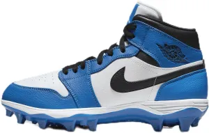 NIKE Jordan 1 Mid TD Men's Football Cleat (FJ6805-104, White/Royal/Black) Size 10.5
