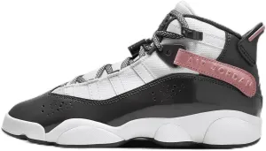 NIKE Jordan 6 Rings Big Kids' Shoes (DV3178-101, White/Red Stardust/Vapor Green/Anthracite) Size 6.5
