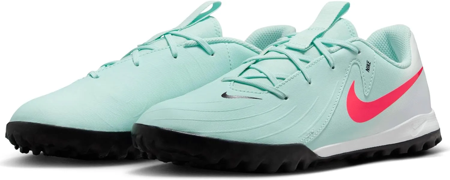 Nike Jr. Phantom GX 2 Club Little/Big Kids' TF Soccer Shoes (FJ2604-300, Mint/Off Noir/Atomic Red)