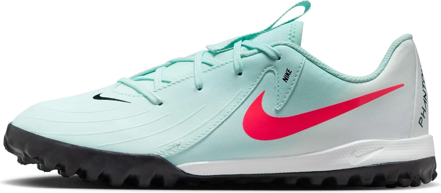 Nike Jr. Phantom GX 2 Club Little/Big Kids' TF Soccer Shoes (FJ2604-300, Mint/Off Noir/Atomic Red)