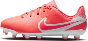 Nike Jr. Tiempo Legend 10 Academy Little/Big Kids' Multi-Ground Low-Top Soccer Cleats (DV4348-800, Hot Lava/White)