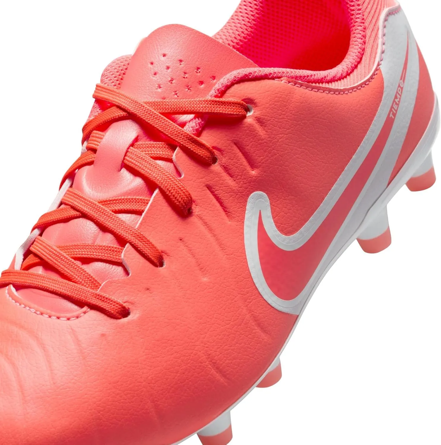 Nike Jr. Tiempo Legend 10 Academy Little/Big Kids' Multi-Ground Low-Top Soccer Cleats (DV4348-800, Hot Lava/White)
