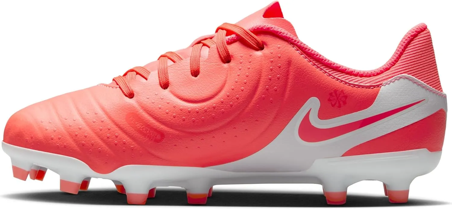 Nike Jr. Tiempo Legend 10 Academy Little/Big Kids' Multi-Ground Low-Top Soccer Cleats (DV4348-800, Hot Lava/White)