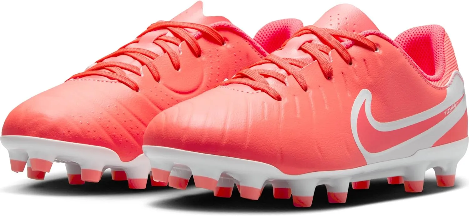 Nike Jr. Tiempo Legend 10 Academy Little/Big Kids' Multi-Ground Low-Top Soccer Cleats (DV4348-800, Hot Lava/White)