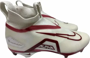 Nike Men's Alpha Menace Elite3 Football Cleats Shoes White/Dark Red #DM1792-100 - Size Men's 12