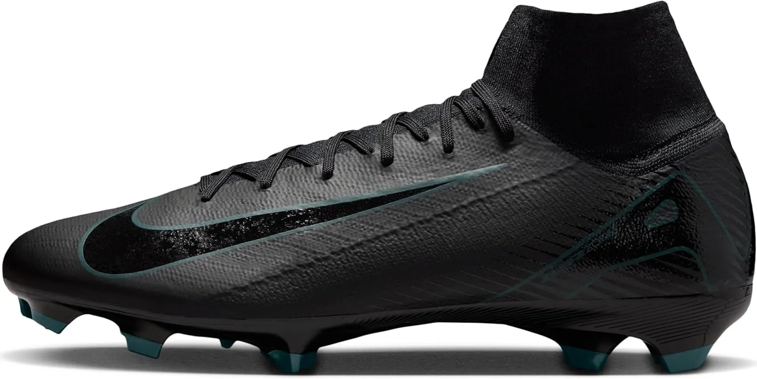 Nike Mercurial Superfly 10 Pro FG High-Top Soccer Cleats (HF9433-002, Black/Deep Jungle/Black) Size 11