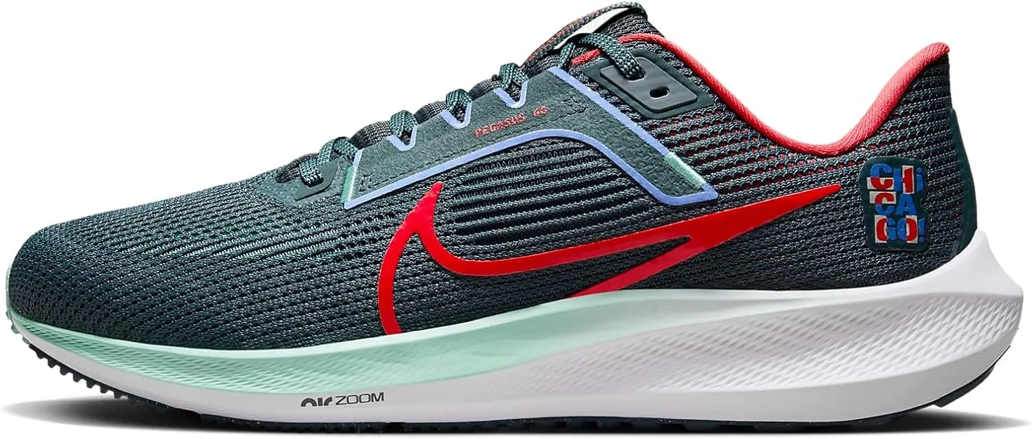 Nike Pegasus 40 Road Running Shoes (FN6816-328, Deep Jungle/Emerald Rise/Polar/Track Red) Size 13
