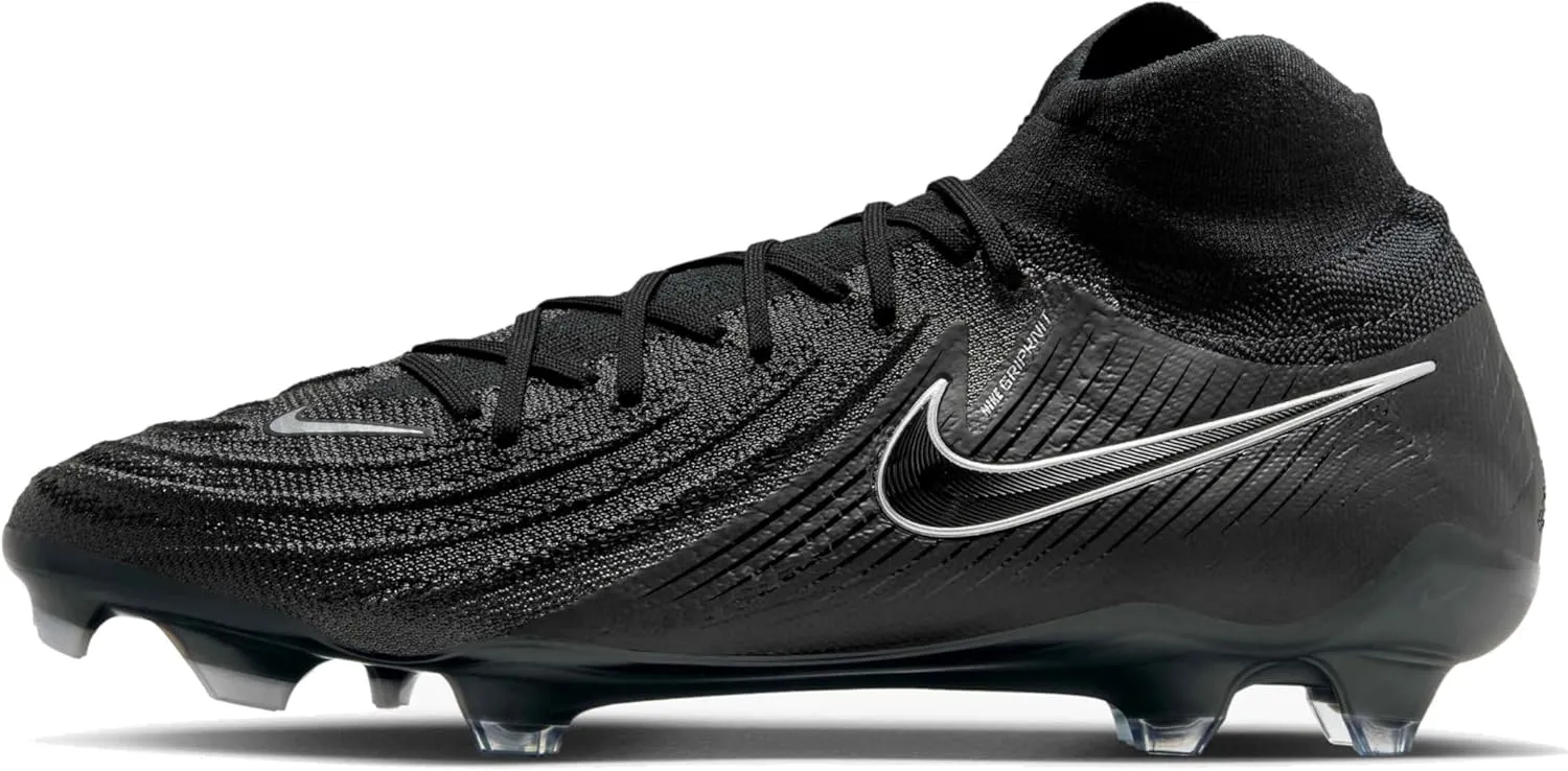 Nike Phantom Luna 2 Elite FG High-Top Soccer Cleats (FJ2572-001, Black/Black) Size 4