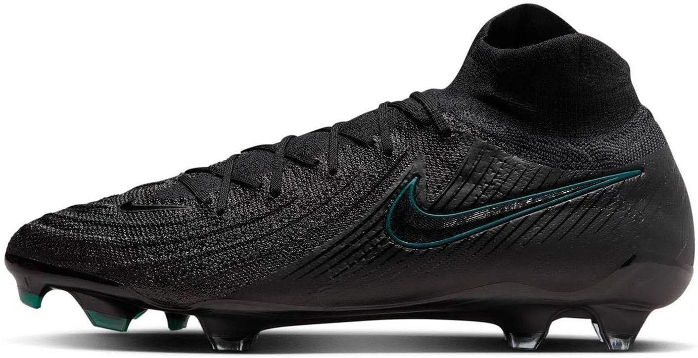 Nike Phantom Luna 2 Elite FG High-Top Soccer Cleats (FJ2572-002, Black/Deep Jungle/Black) Size 10