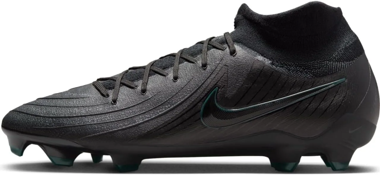 Nike Phantom Luna 2 Pro FG High-Top Soccer Cleats (FJ2575-002, Black/Deep Jungle/Black) Size 8
