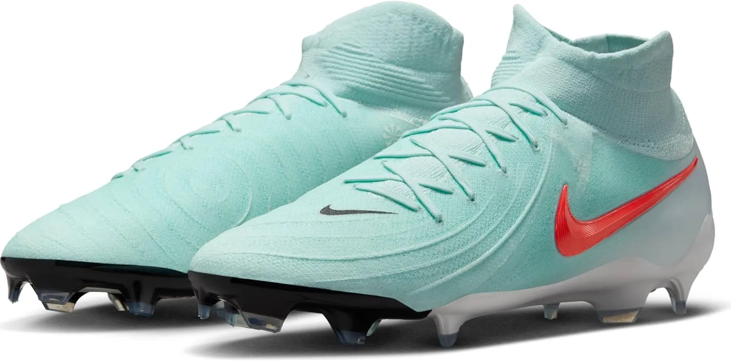 Nike Phantom Luna 2 Pro FG High-Top Soccer Cleats (FJ2575-300, Mint/Off Noir/Atomic Red)