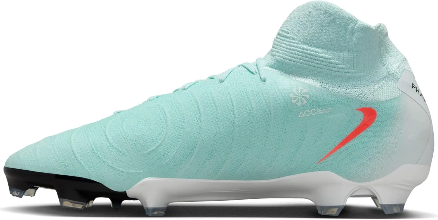 Nike Phantom Luna 2 Pro FG High-Top Soccer Cleats (FJ2575-300, Mint/Off Noir/Atomic Red)