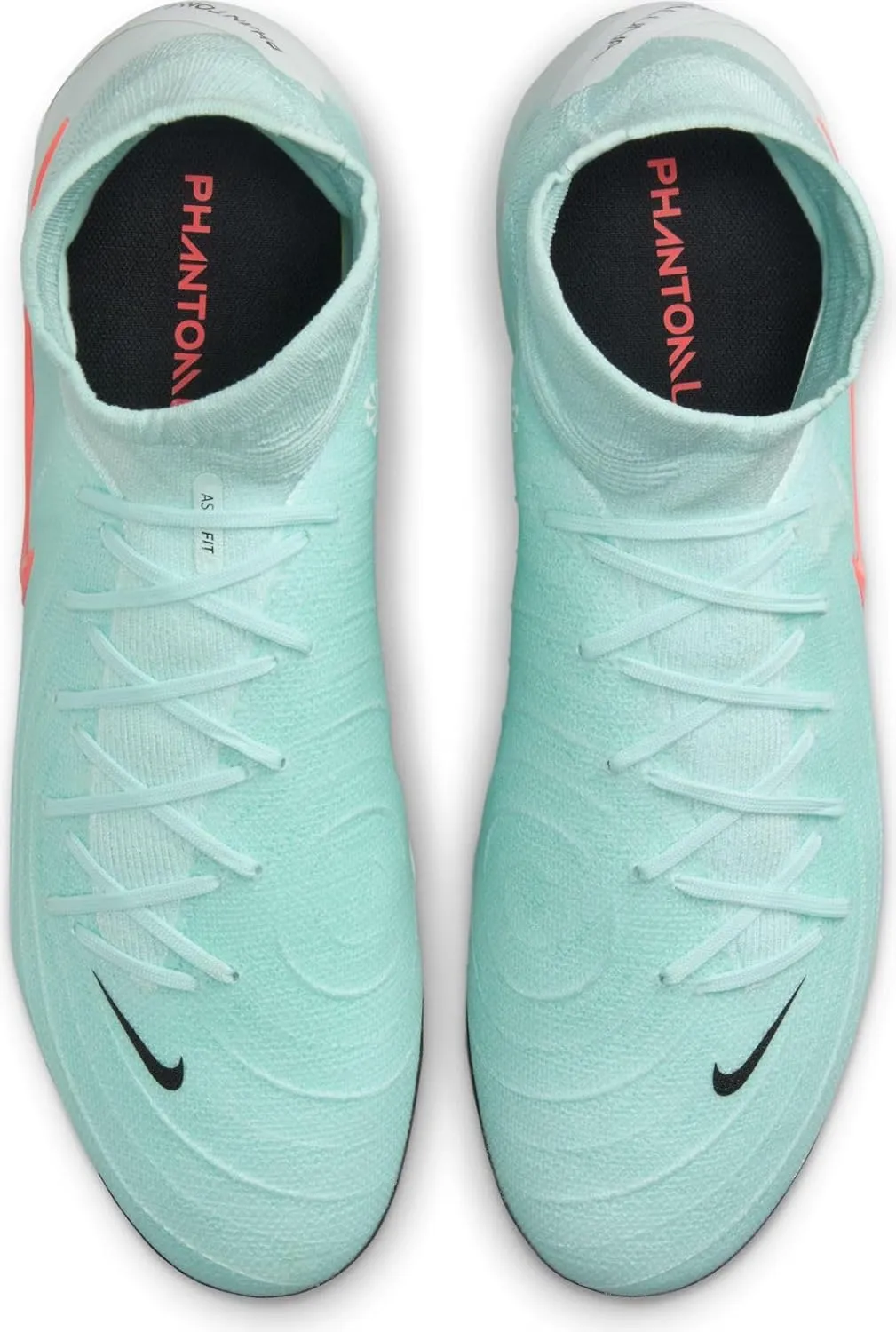 Nike Phantom Luna 2 Pro FG High-Top Soccer Cleats (FJ2575-300, Mint/Off Noir/Atomic Red)