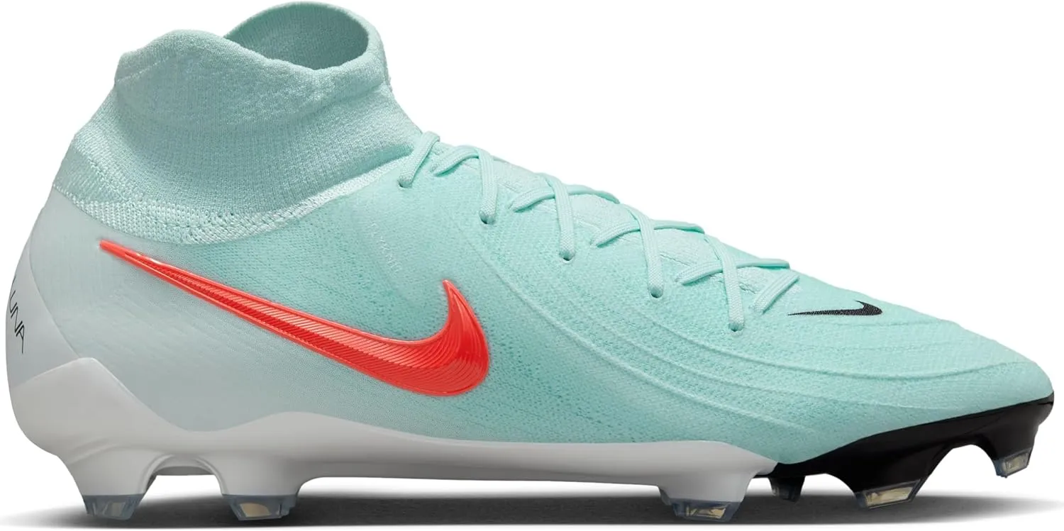 Nike Phantom Luna 2 Pro FG High-Top Soccer Cleats (FJ2575-300, Mint/Off Noir/Atomic Red)