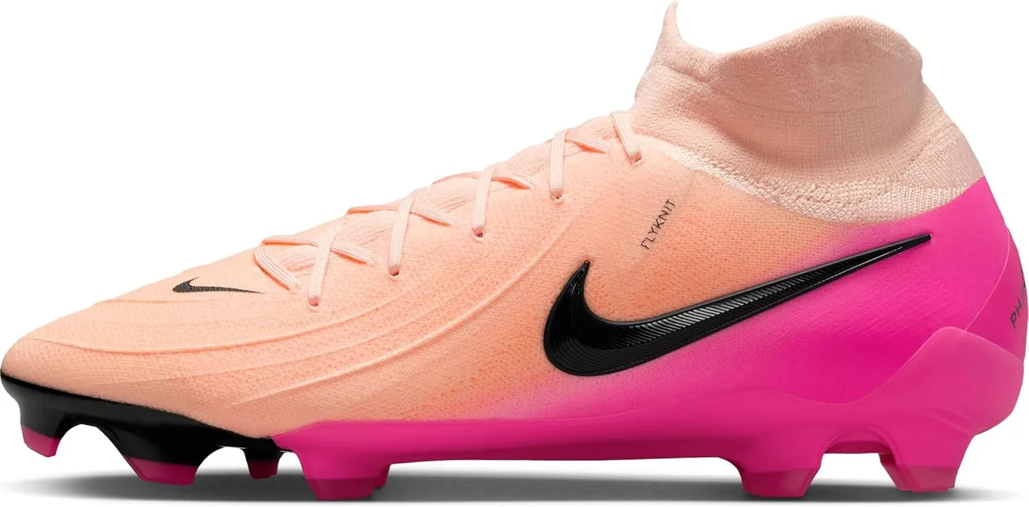 Nike Phantom Luna 2 Pro FG High-Top Soccer Cleats (FJ2575-800, Crimson Tint/Pink Blast/Black)