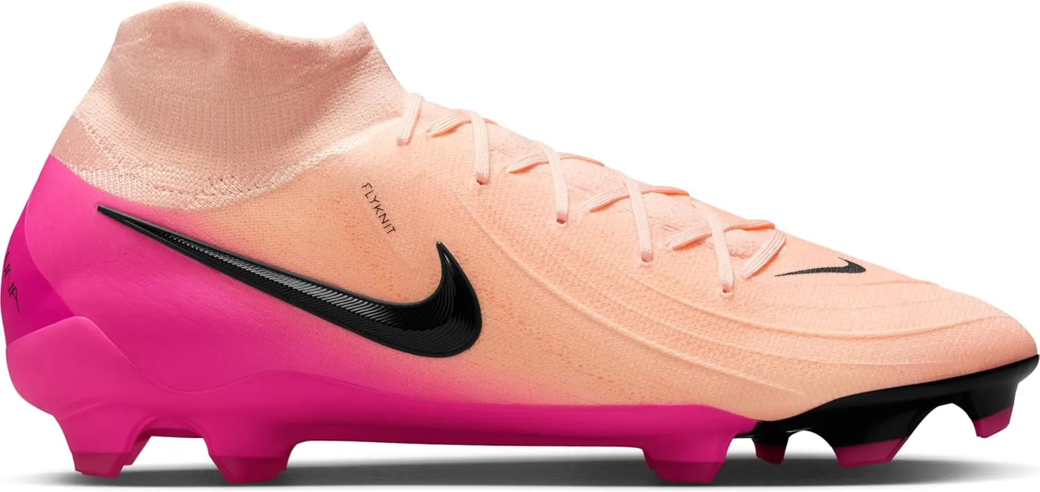 Nike Phantom Luna 2 Pro FG High-Top Soccer Cleats (FJ2575-800, Crimson Tint/Pink Blast/Black)