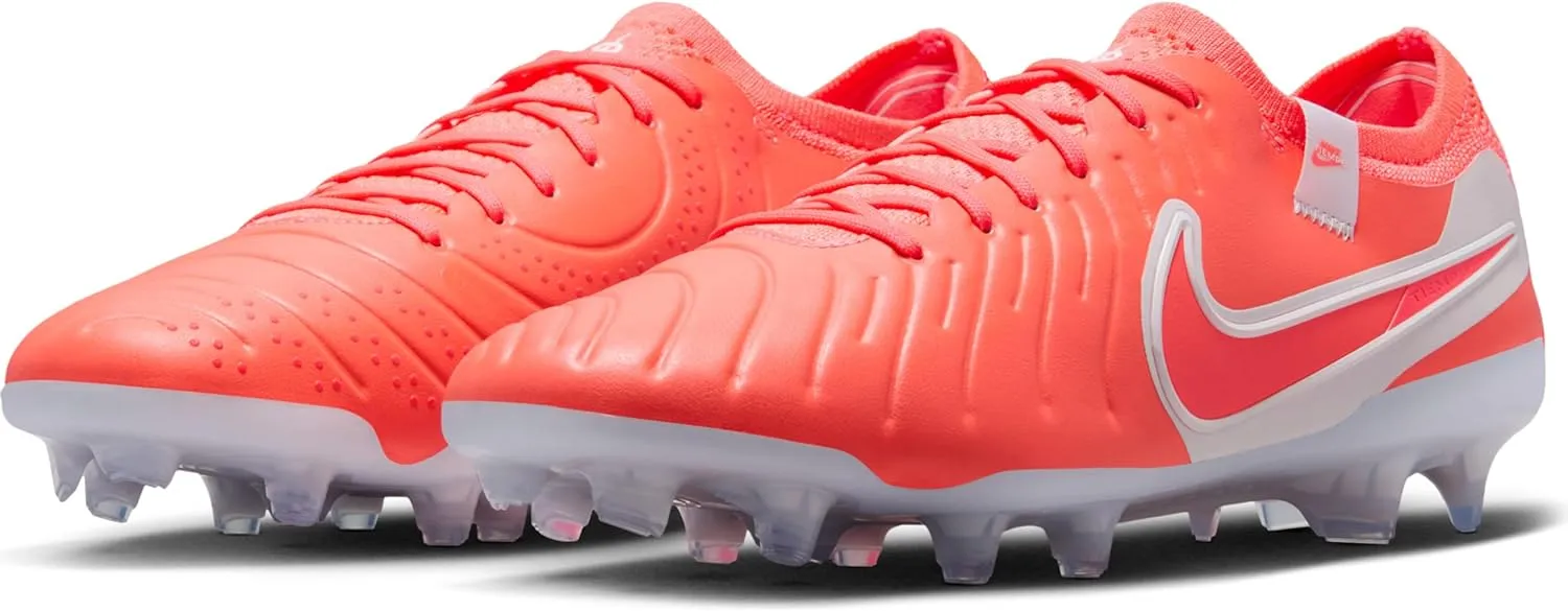 Nike Tiempo Legend 10 Elite Firm-Ground Low-Top Soccer Cleats (DV4328-800, Hot Lava/White)