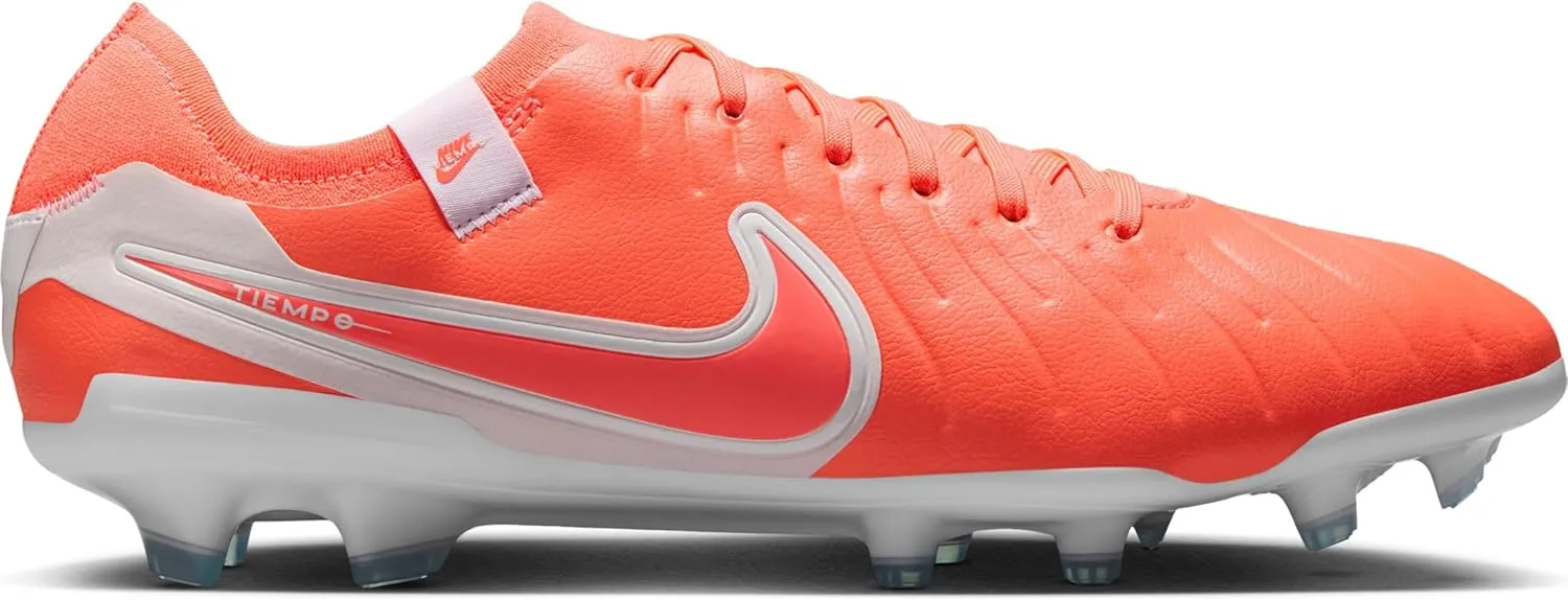 Nike Tiempo Legend 10 Pro Firm-Ground Low-Top Soccer Cleats (DV4333-800, Hot Lava/White)