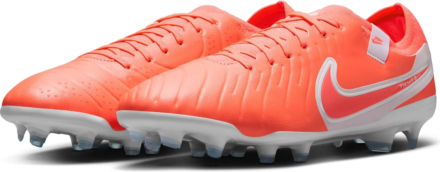 Nike Tiempo Legend 10 Pro Firm-Ground Low-Top Soccer Cleats (DV4333-800, Hot Lava/White)