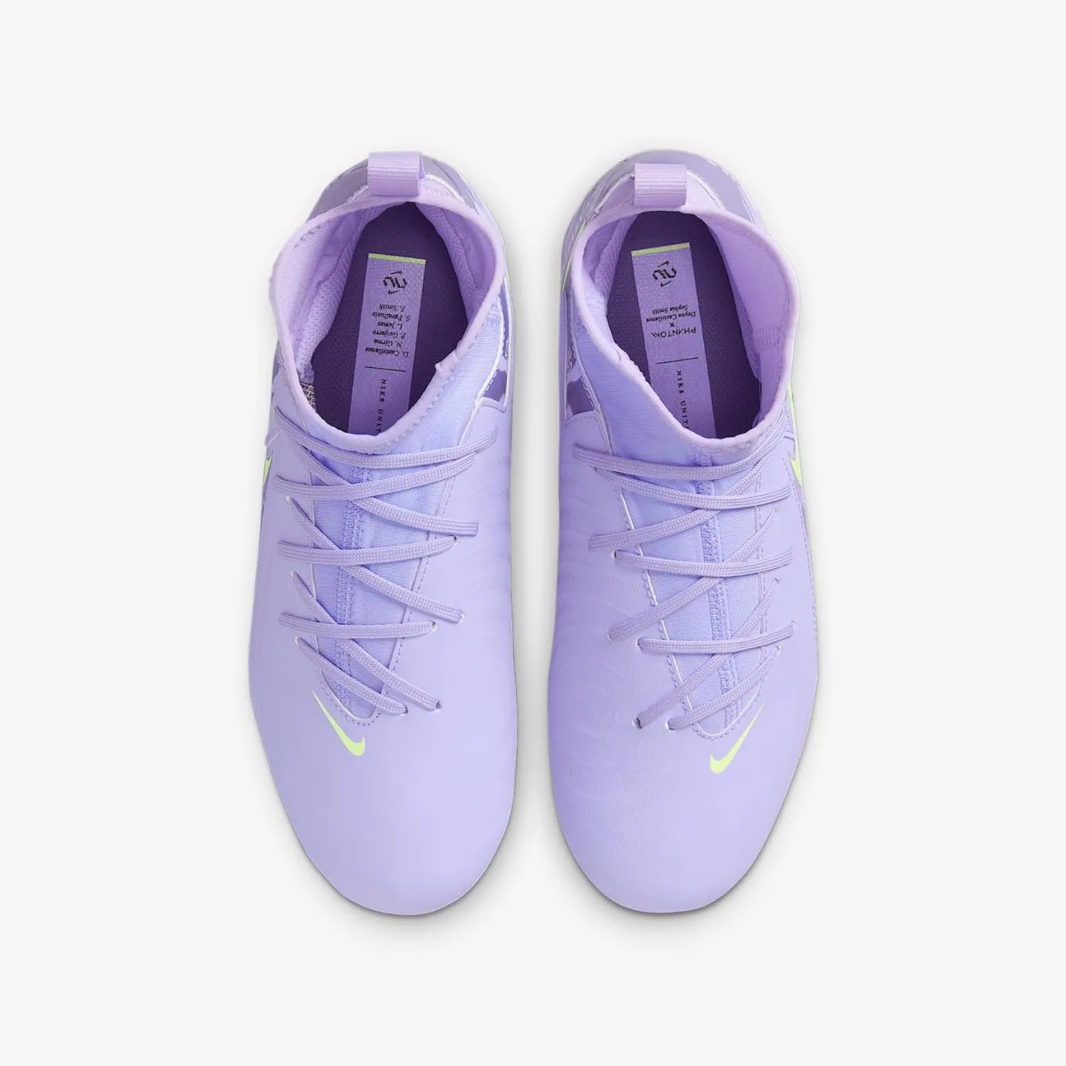 Nike United Jr. Phantom Luna 2 Academy Big Kids' FG High-Top Soccer Cleats (HF1582-500, Purple Agate/Barely Volt)